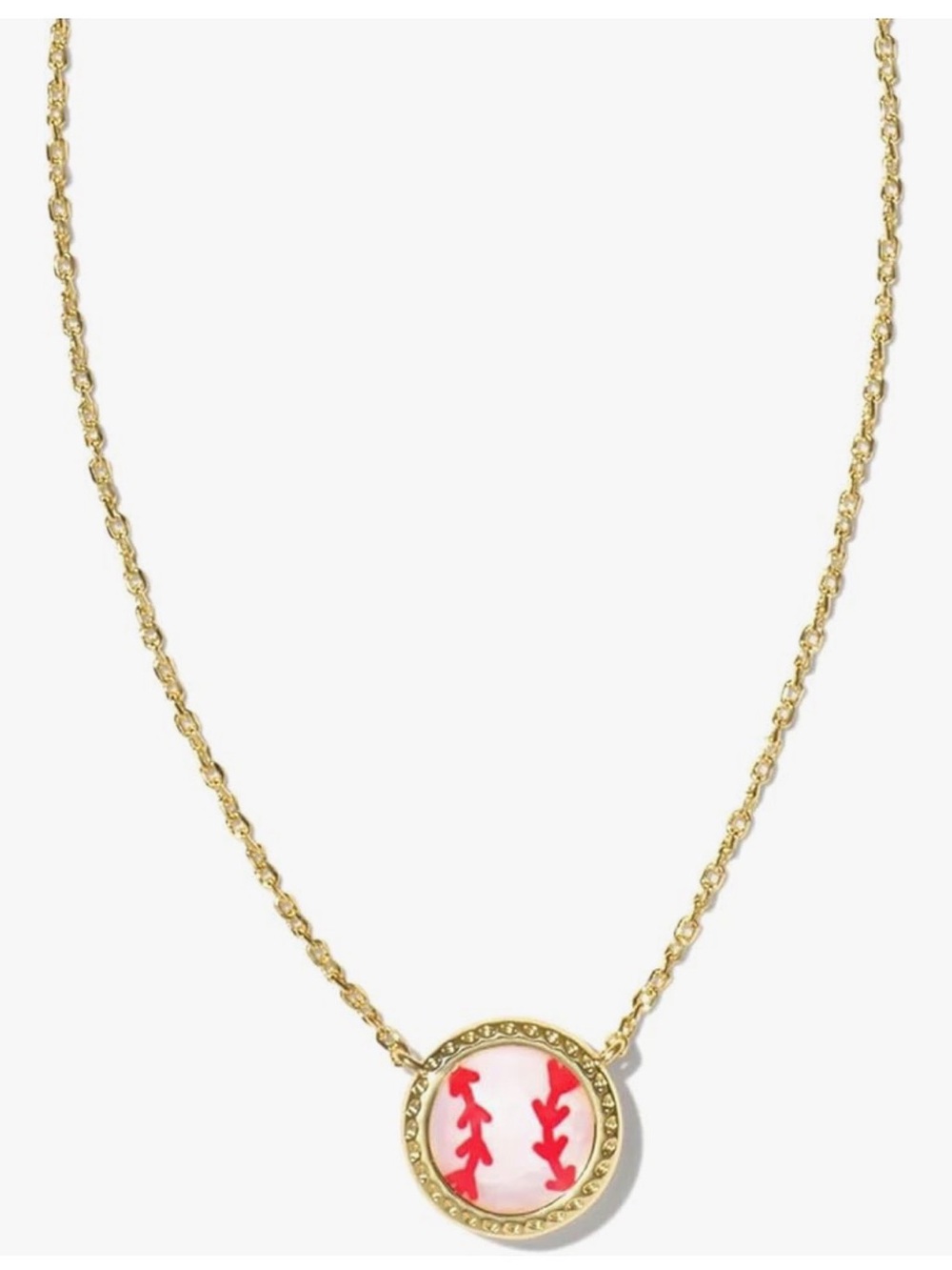 Kendra Scott Gold Baseball Stitch Pendant Necklace - Pink and Red